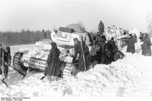 Eastern Front: German Tank Stuck in the Snow (December 1941)